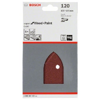 Schleifblatt C430, 100 x 170 mm, 120, 4 Löcher, Klett, 5er-Pack-Beschreibung lesen