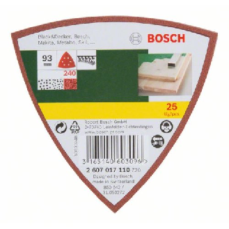 Schleifblatt-Set für Deltaschleifer, 25-teilig, 6 Löcher, 93 mm, 240-Beschreibung lesen