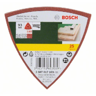 Schleifblatt-Set für Deltaschleifer, 25-teilig, 6 Löcher, 93 mm, 180-Beschreibung lesen
