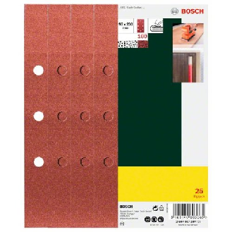 Schleifblatt-Set für Schwingschleifer, 25-teilig, 8 Löcher, 93 x 230 mm, 180
