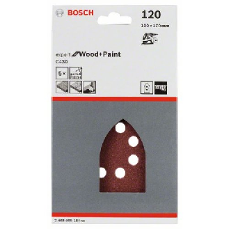 Schleifblatt C430, 100 x 170 mm, 120, 8 Löcher, Klett, 5er-Pack-Beschreibung lesen