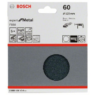 Schleifblatt F550, Expert for Metal, 125 mm, 60, ungelocht, Klett, 5er-Pack-Beschreibung lesen