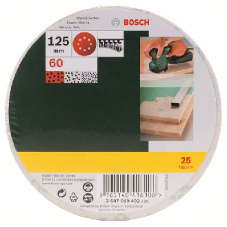 Schleifblatt-Set für Exzenterschleifer, 25-teilig, 8 Löcher, 125 mm, 60-Beschreibung lesen