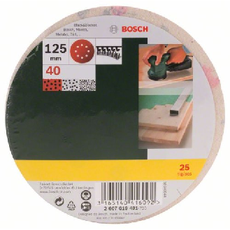 Schleifblatt-Set für Exzenterschleifer, 25-teilig, 8 Löcher, 125 mm, 40-Beschreibung lesen