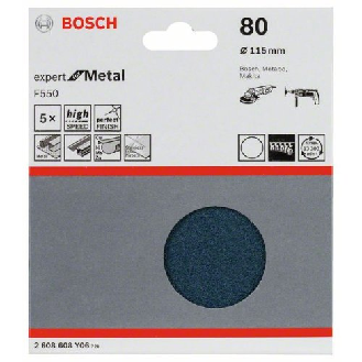 Schleifblatt F550, Expert for Metal, 115 mm, 80, ungelocht, Klett, 5er-Pack-Beschreibung lesen