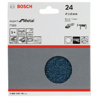 Schleifblatt F550, Expert for Metal, 115 mm, 24, ungelocht, Klett, 5er-Pack-Beschreibung lesen