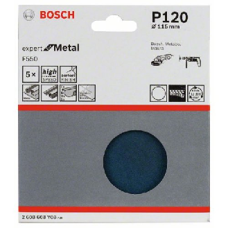 Schleifblatt F550, Expert for Metal, 115 mm, 120, ungelocht, Klett, 5er-Pack-Beschreibung lesen