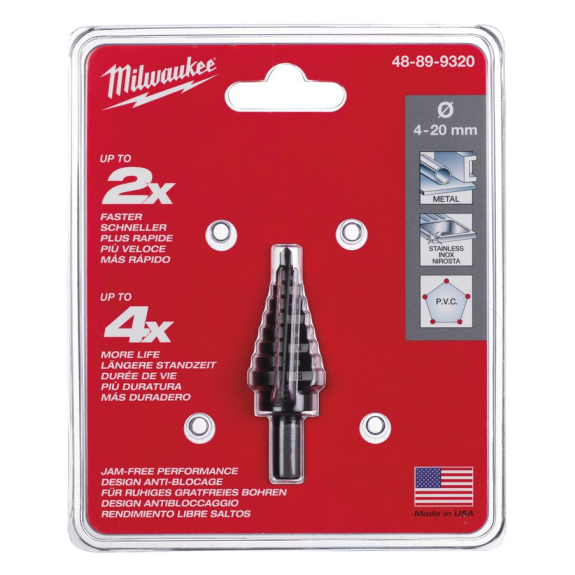 Brocas escalonadas - 4 to 20 mm, 2 mm steps - 1 pc-Leer más