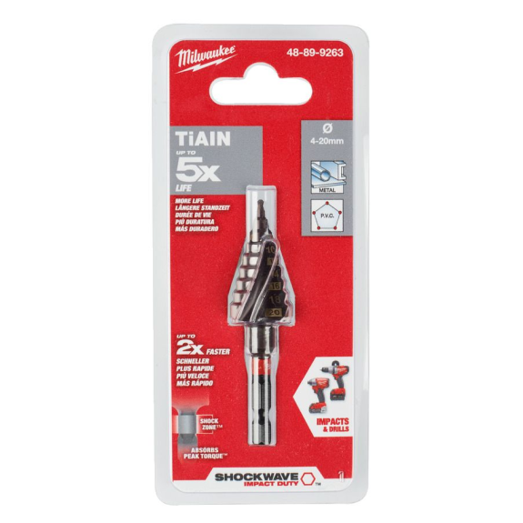 Brocas escalonadas SHOCKWAVE Impact Duty - ShW 4 to 20 mm - 1 pc Brocas escalonadas SHOCKWAVE Impact Duty - ShW 4 to 20 mm - 1 pc-Leer más