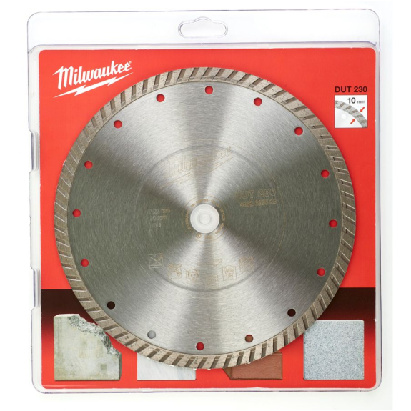 Disco turbo diamantado MILWAUKEE DUT230 para materiales de construcción-Leer más