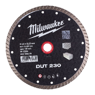 Disco turbo diamantado MILWAUKEE DUT230 para materiales de construcción-Leer más