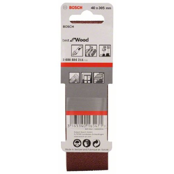 Schleifband-Set X440, Best for Wood and Paint, 3-teilig, 40 x 305 mm, 60, 80,120 Schleifband-Set X440, Best for Wood and Paint, 3-teilig, 40 x 305 mm, 60, 80,120-Beschreibung lesen
