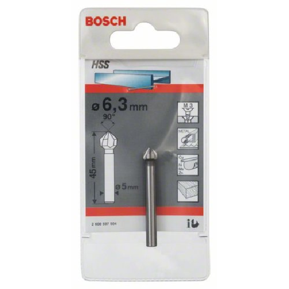 Kegelsenker, 6,3, M 3, 45 mm, 5 mm Kegelsenker, 6,3, M 3, 45 mm, 5 mm-Beschreibung lesen