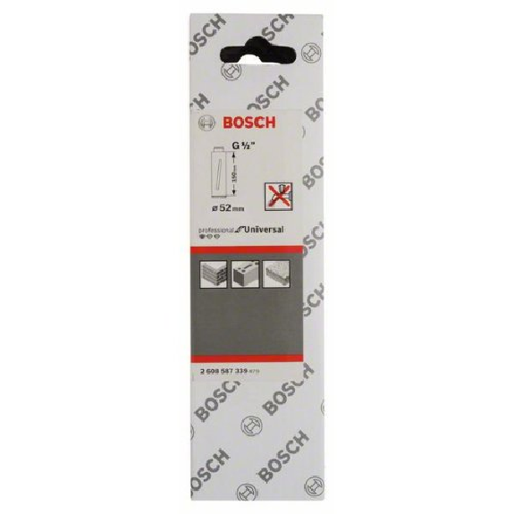 Diamanttrockenbohrkrone G 1/2", Standard for Universal, 52 mm, 150 mm, 4, 7 mm-Beschreibung lesen