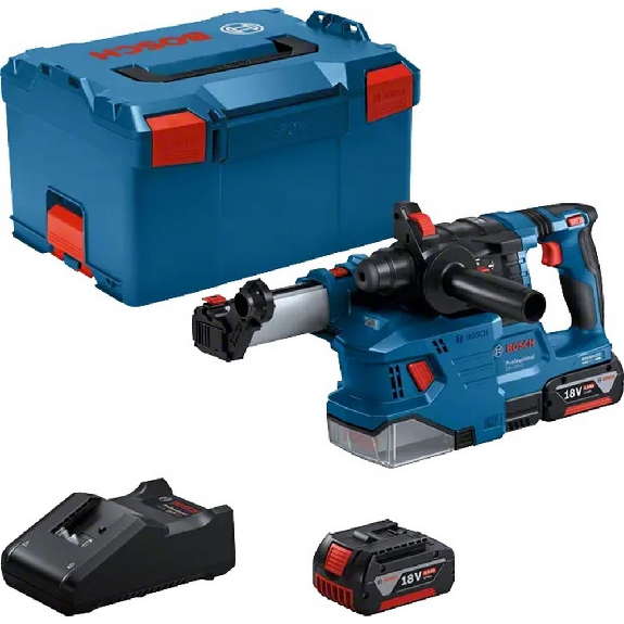 Martillo perforador SDS plus a batería GBH 18V-22 + 2 x 4.0 Ah + sistema aspiración GDE 18V + L-BOXX -  0611924003-Leer más