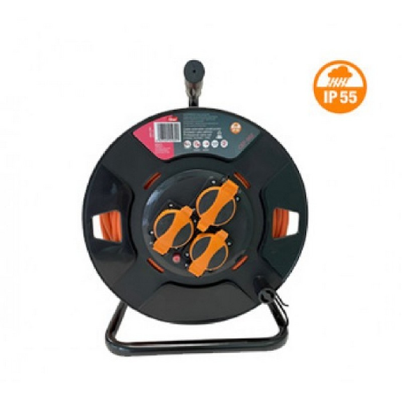 Con tapa industriel extensible enroulable H05RR-F 3G x 1,5 mm + DDS IP55 professionnel, 25 mètres - FAHERMA CEF-551-Leggi tutto