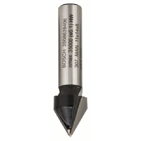 V-Nutfräser Standard for Wood mit 8 mm Schaft, D1 11 mm, L 14 mm, G 45 mm, 60°-Beschreibung lesen