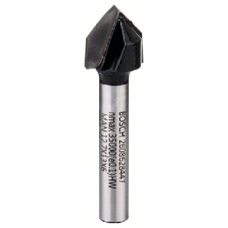 V-Nutfräser Standard for Wood mit 6 mm Schaft, D1 12,7 mm, L 12,7 mm,G 45 mm,90°-Beschreibung lesen
