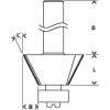 Fase-/Bündigfräser 8 mm, D1 23,7 mm, B 5,5 mm, L 12 mm, G 54 mm, 25°