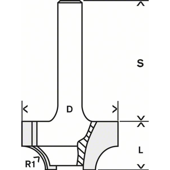 Profilfräser, 6 mm, R1 6,3 mm, D 25,4 mm, L 14 mm, G 46 mm Profilfräser, 6 mm, R1 6,3 mm, D 25,4 mm, L 14 mm, G 46 mm-Beschreibung lesen