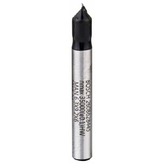 V-Nutfräser Standard for Wood mit 6 mm Schaft, D1 6,35 mm, L 16 mm, G 48 mm, 90°-Beschreibung lesen