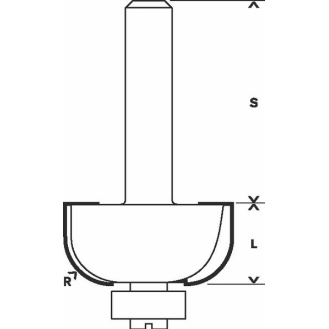 Hohlkehlfräser, 12 mm, R1 12 mm, D 36,7 mm, L 16 mm, G 70 mm-Beschreibung lesen
