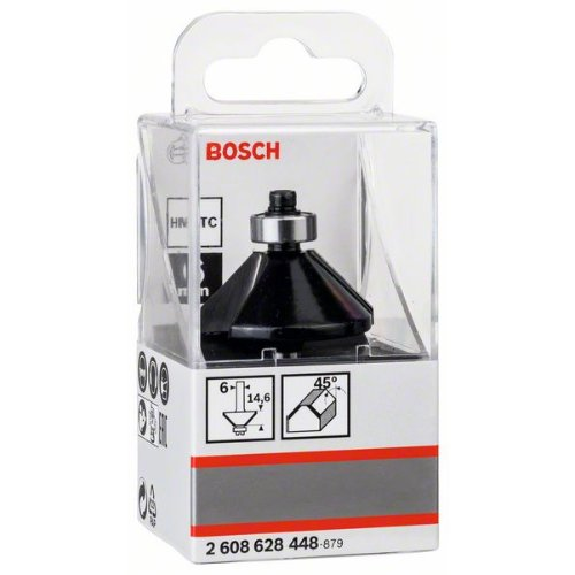 Fase-/Bündigfräser 6 mm, D1 34,9 mm, B 11,1 mm, L 14,6 mm, G 56 mm, 45°-Beschreibung lesen