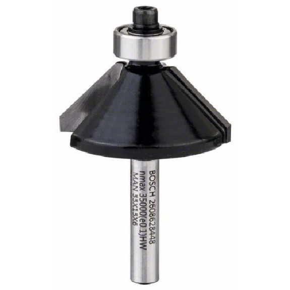 Fase-/Bündigfräser 6 mm, D1 34,9 mm, B 11,1 mm, L 14,6 mm, G 56 mm, 45°-Beschreibung lesen