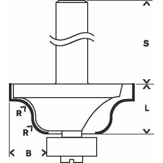 Profilfräser B, 8 mm, R1 6,3 mm, B 12,7 mm, L 17 mm, G 61 mm-Beschreibung lesen