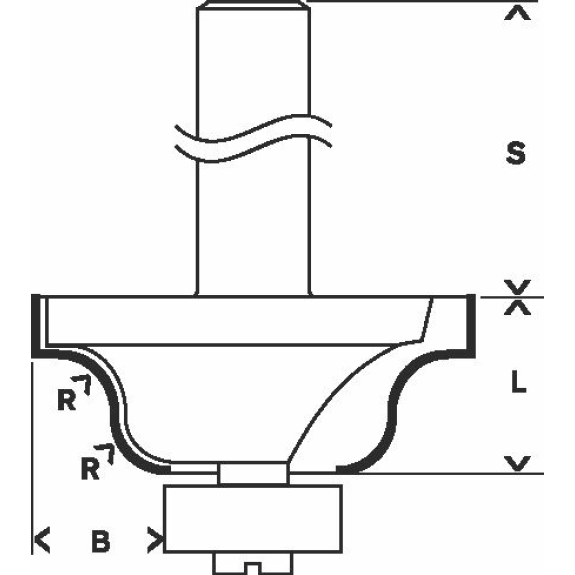 Profilfräser B, 8 mm, R1 4 mm, B 8 mm, L 12,4 mm, G 54 mm Profilfräser B, 8 mm, R1 4 mm, B 8 mm, L 12,4 mm, G 54 mm-Beschreibung lesen