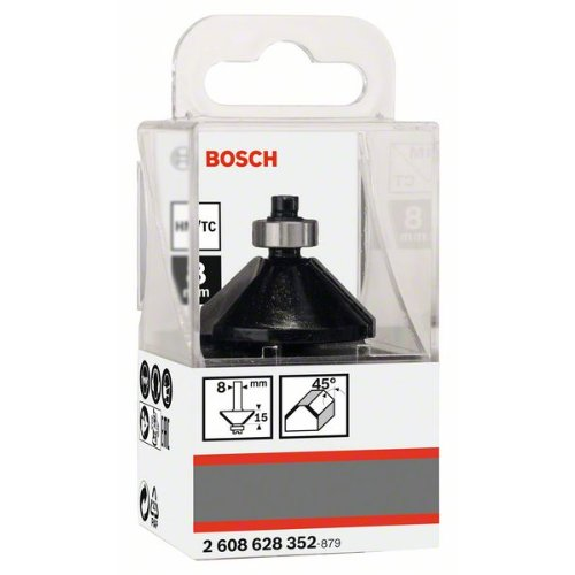 Fasefräser, 8 mm, B 11 mm, L 15 mm, G 56 mm, 45°-Beschreibung lesen