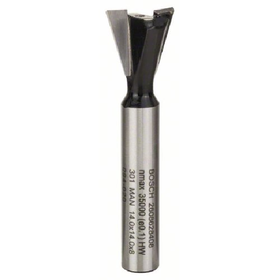 Zinkenfräser, 8 mm, D1 14 mm, L 14 mm, G 55 mm, 15° Zinkenfräser, 8 mm, D1 14 mm, L 14 mm, G 55 mm, 15°-Beschreibung lesen