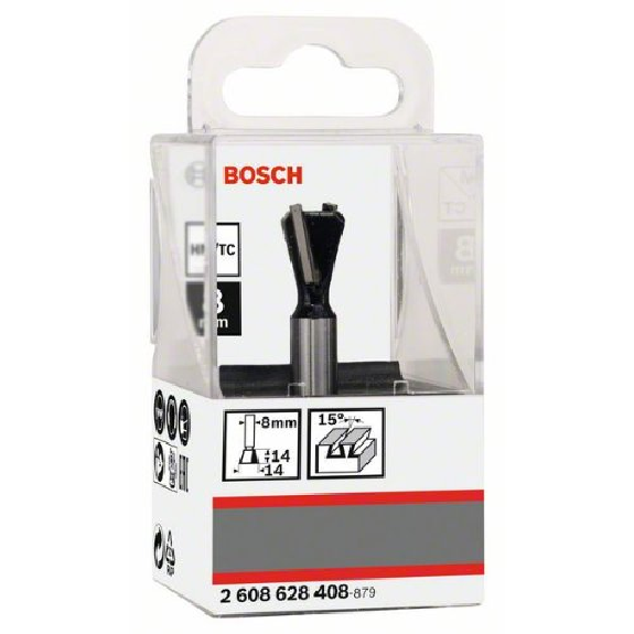 Zinkenfräser, 8 mm, D1 14 mm, L 14 mm, G 55 mm, 15° Zinkenfräser, 8 mm, D1 14 mm, L 14 mm, G 55 mm, 15°-Beschreibung lesen