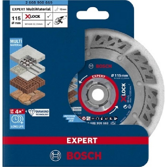 Disco de corte de diamante Expert MultiMaterial X-LOCK de 115 x 22,23 x 2,4 x 12 mm - BOSCH EXPERT 2608900669-Lire la description
