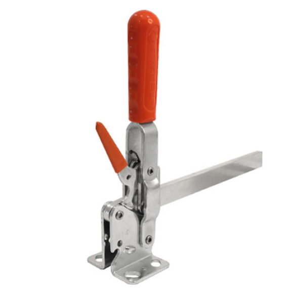 Vertikalspanner 211 Verzinkt Massiver Haltearm und Sicherheitsverriegelung mit waagerechtem Fuß Druckkraft 750N Arm 144mm-Beschreibung lesen