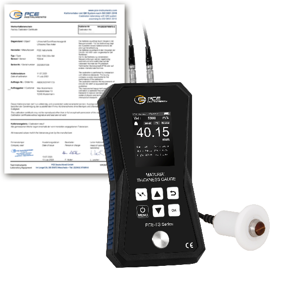 PCE Instruments Materialdickenmessgerät PCE-TG 150A HT-ICA inkl. ISO-Zertifikat |Messbereich (mit Sensor) 1,20..300,0-Beschreibung lesen