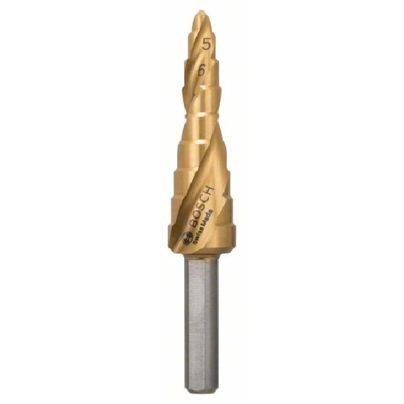 Stufenbohrer HSS-TiN, 4 - 12 mm, 6 mm, 65 mm, 9 Stufen-Beschreibung lesen