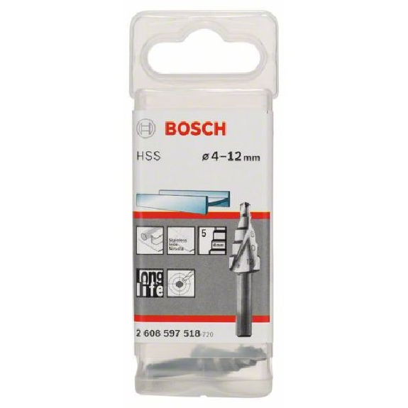 Stufenbohrer HSS, 4 - 12 mm, 6 mm, 50 mm, 5 Stufen-Beschreibung lesen
