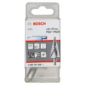 Stufenbohrer HSS, für Kabelverschraubungen, 6 - 37 mm, 10 mm, 93 mm, 12 Stufen-Beschreibung lesen