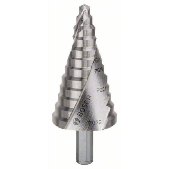 Stufenbohrer HSS, für Kabelverschraubungen, 6 - 37 mm, 10 mm, 93 mm, 12 Stufen-Beschreibung lesen