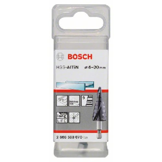 Stufenbohrer HSS-AlTiN, 4 - 20 mm, 4 mm, 70,5 mm, 9 Stufen-Beschreibung lesen