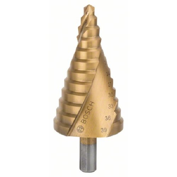 Stufenbohrer HSS-TiN, 6 - 39 mm, 10 mm, 93,5 mm, 12 Stufen-Beschreibung lesen