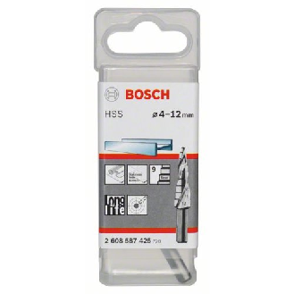 Stufenbohrer HSS, 4 - 12 mm, 6 mm, 66,5 mm, 9 Stufen-Beschreibung lesen