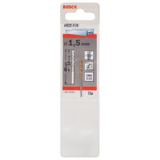 Metallbohrer HSS-TiN, DIN 338, 1,5 x 18 x 40 mm-Beschreibung lesen