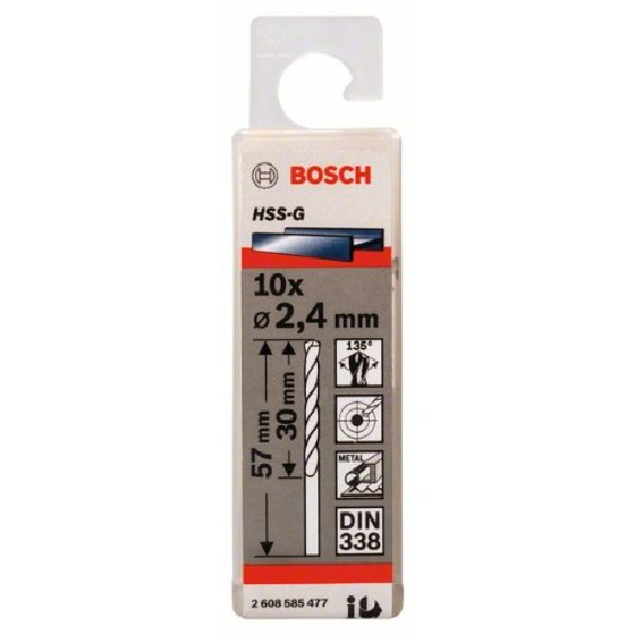 Metallbohrer HSS-G, DIN 338, 2,4 x 30 x 57 mm, 10er-Pack-Beschreibung lesen