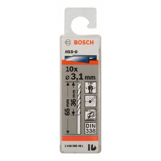Metallbohrer HSS-G, DIN 338, 3,1 x 36 x 65 mm, 10er-Pack-Beschreibung lesen