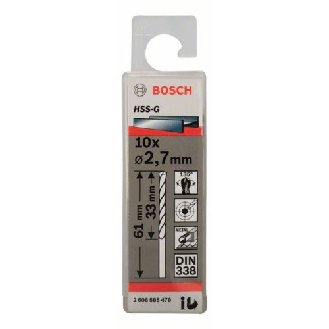 Metallbohrer HSS-G, DIN 338, 2,7 x 33 x 61 mm, 10er-Pack-Beschreibung lesen