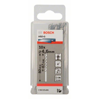 Metallbohrer HSS-G, DIN 338, 4,6 x 47 x 80 mm, 10er-Pack-Beschreibung lesen