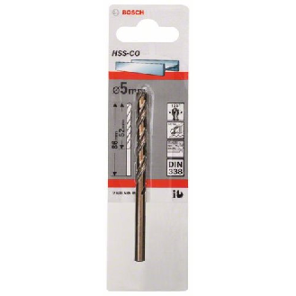 Metallbohrer HSS-Co, DIN 338, 5 x 52 x 86 mm, 1er-Pack-Beschreibung lesen