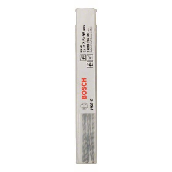 Metallbohrer HSS-G, DIN 340, 2,5 x 62 x 95 mm, 5er-Pack-Beschreibung lesen
